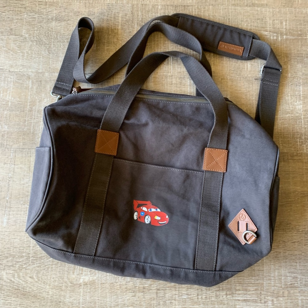 Alternative canvas Duffle Bag gray cars adjustable adult child  full zip clean! - Picture 2 of 10